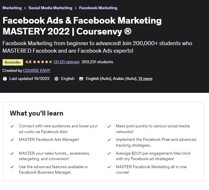 The Complete Facebook Ads Course - Beginner to Advanced - Coursenvy - Best Facebook Ads Courses for Newbies and Beginners