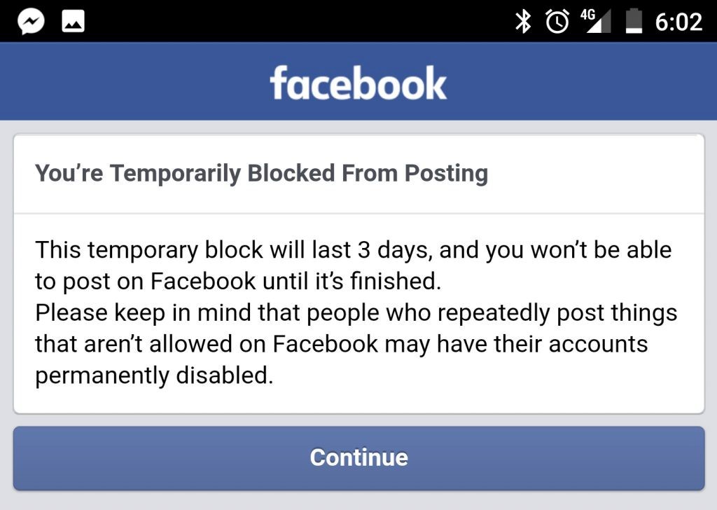 Temporarily blocked by Facebook - Facebook Jail Notification