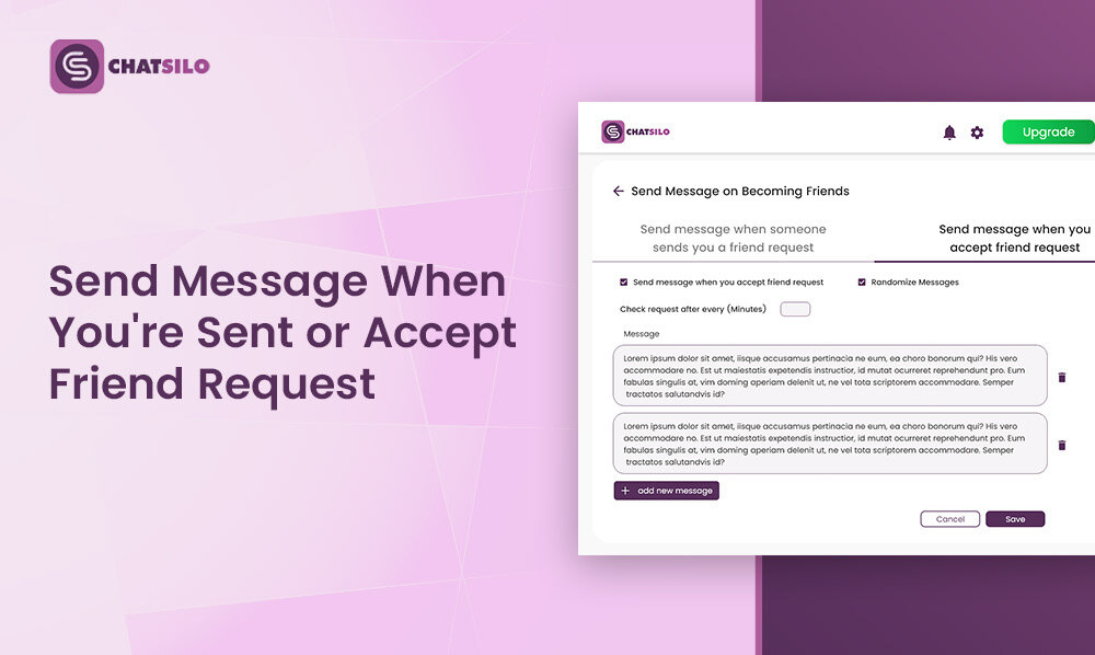 Send a message when you're sent or have accepted a friend request - Chatsilo